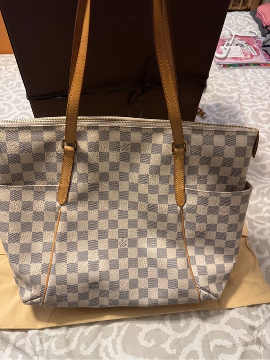 Louis Vuitton Handbags - Louis Vuitton Checkered Canvas Tote with Tan Straps